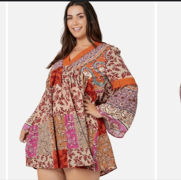 Devi and Dani Boho Floral dress Sz L - Picture 2 of 2